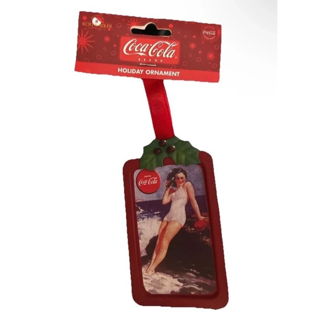 Coca-Cola  Serving Tray With Bottle Pin-Up Christmas Ornament 2005 NEW w/ Tag